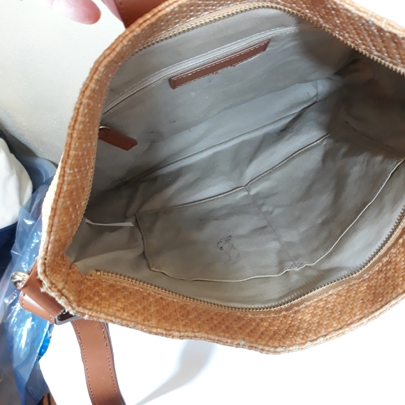 Talbots straw and leather handbag - Picture 3 of 6